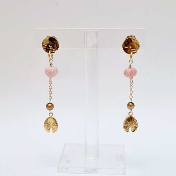 Boucles d'oreilles nénuphar en quartz rose