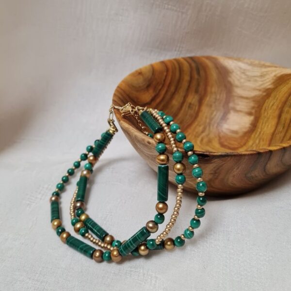 Bracelet multirangs en malachite