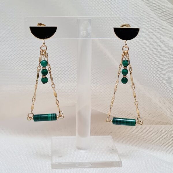 boucles d'oreilles en malachite à poussoir