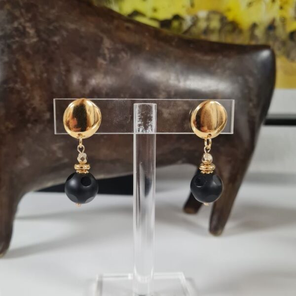 boucles d'oreilles onyx à facettes zenobie