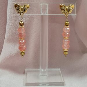 Boucles d'oreilles quartz rose fraise à facettes