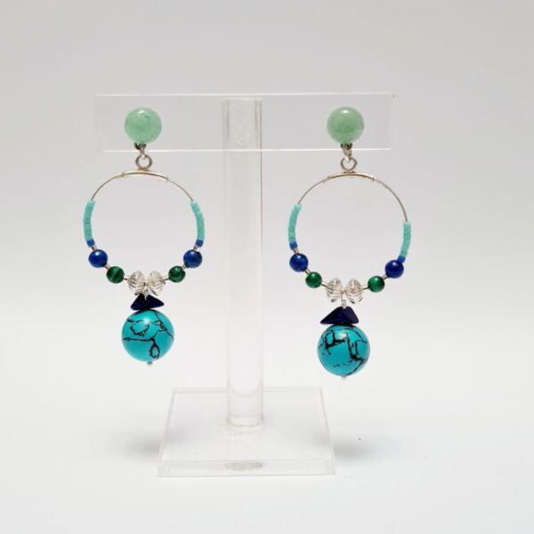 Boucles d'oreilles créoles méli mélo bleu zenobie