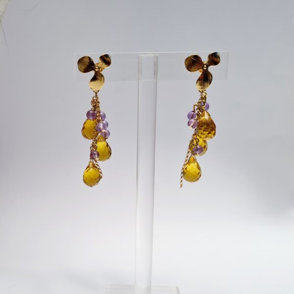 Boucles d'oreilles en citrine et améthiste Zénobie