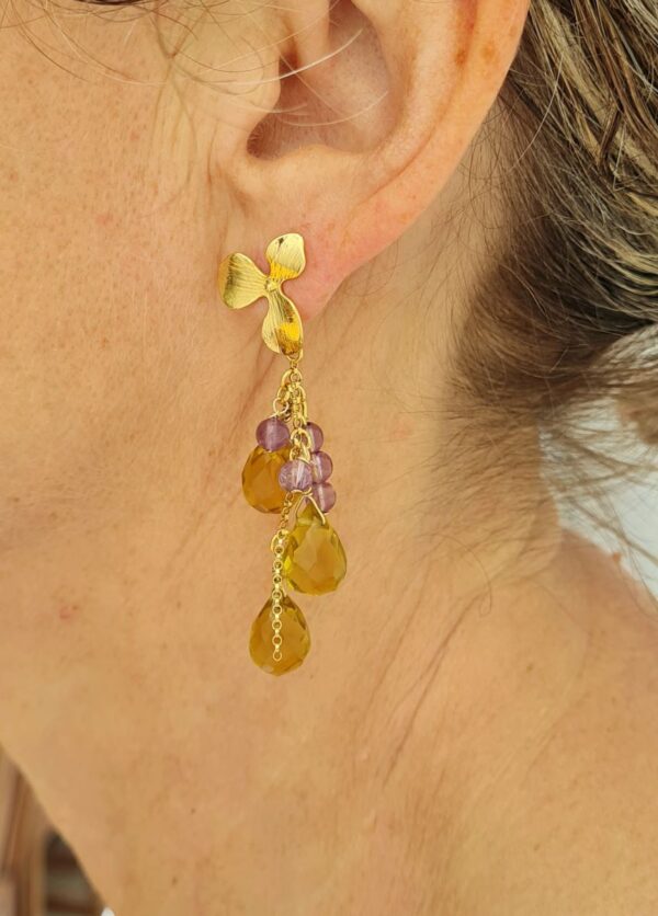 Boucles d'oreilles citrine et améthyste Zénobie bijoux