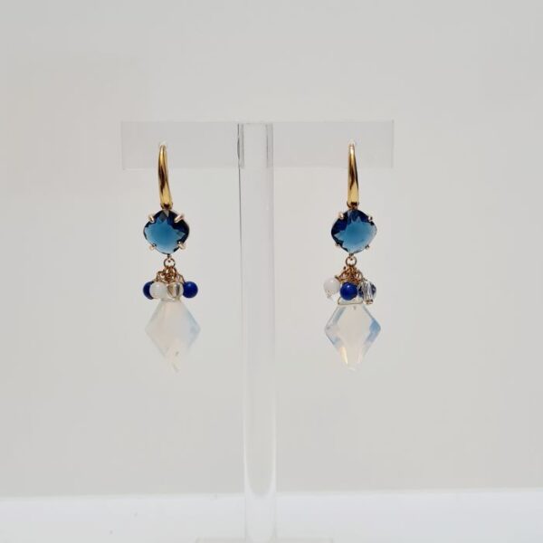 Boucles d'oreilles line en pierre de lune et lapis lazuli